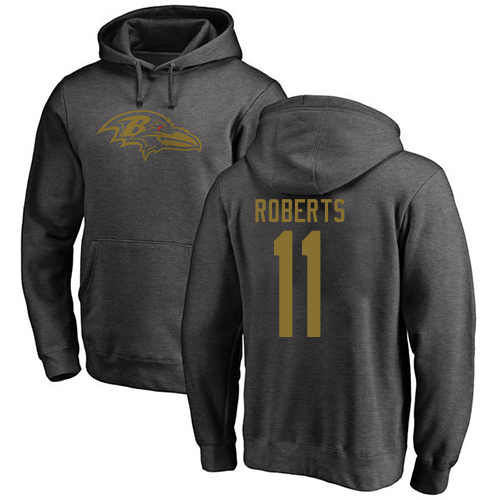 Men Baltimore Ravens Ash Seth Roberts One Color NFL Football #11 Pullover Hoodie Sweatshirt->nfl t-shirts->Sports Accessory